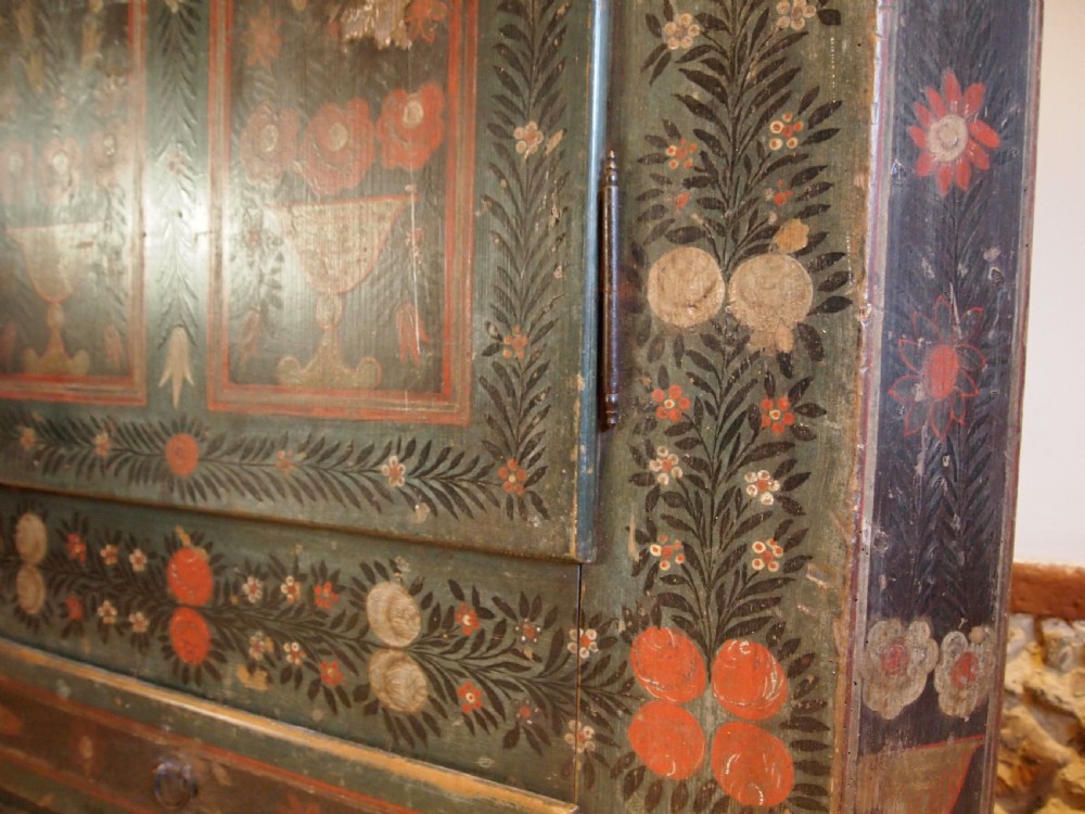 Cupboard pantry or wardrobe European large original paint c1850 View III