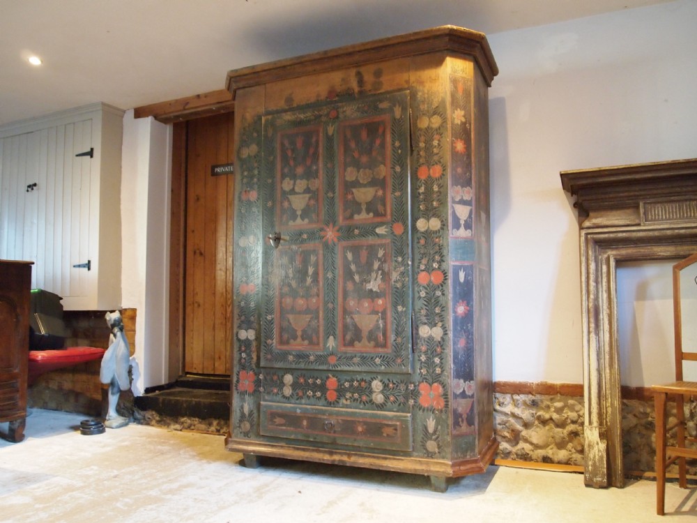 Cupboard pantry or wardrobe European large original paint c1850 View VII