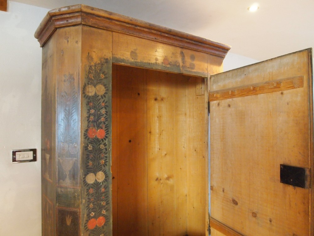 Cupboard pantry or wardrobe European large original paint c1850 View IX