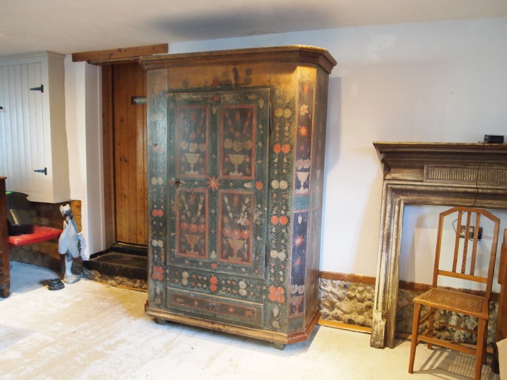Cupboard pantry or wardrobe European large original paint c1850 View XVII