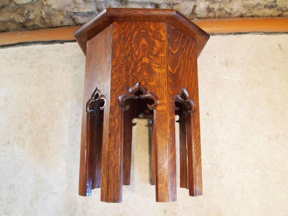 Table Arts and Crafts Oak Gothic low wine table c1890 View VII