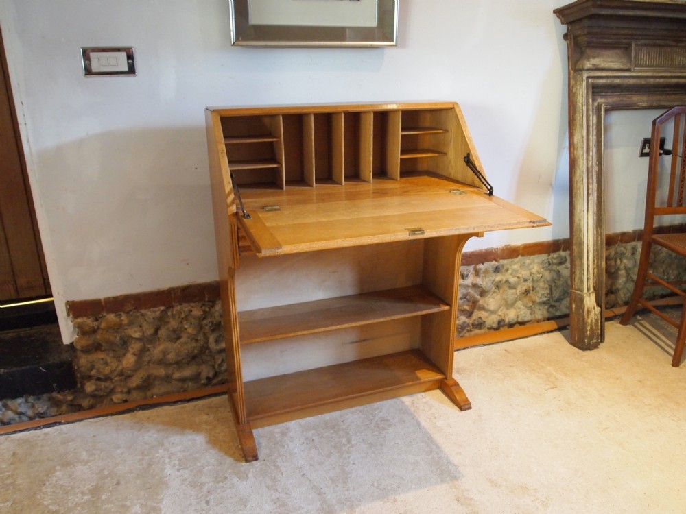Bureau Art deco desk bookcase Oak manner of Heals c1930 View XII