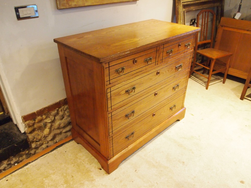Chest of drawers rare Arts and Crafts solid English Ash c1890 View IX