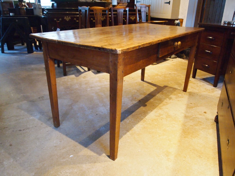 Table refectory rustic French Apple wood dining c1840 View II