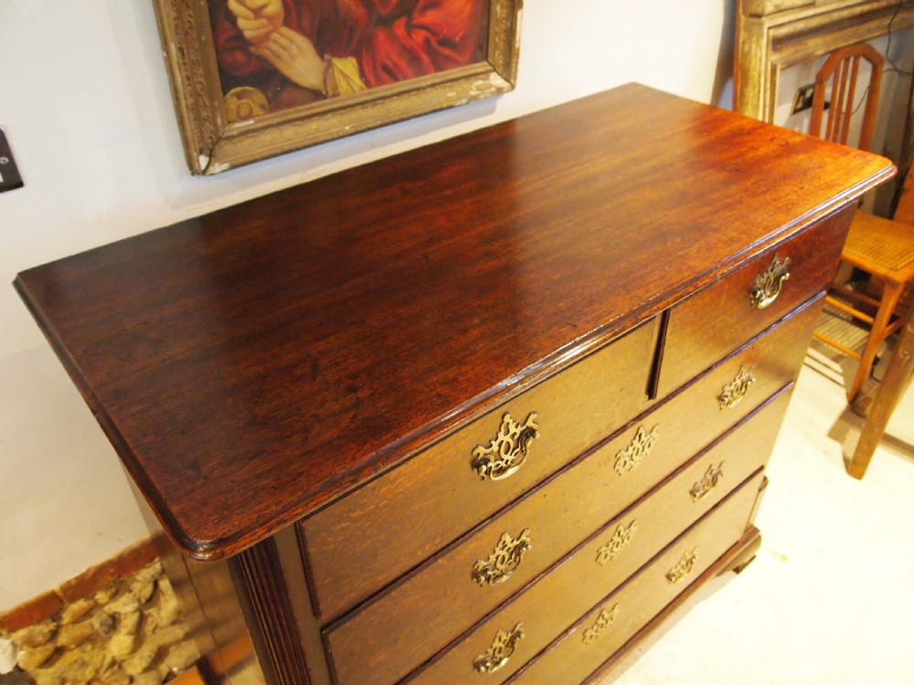 Chest of drawers stunning original brasses George III Oak c1770 View VI