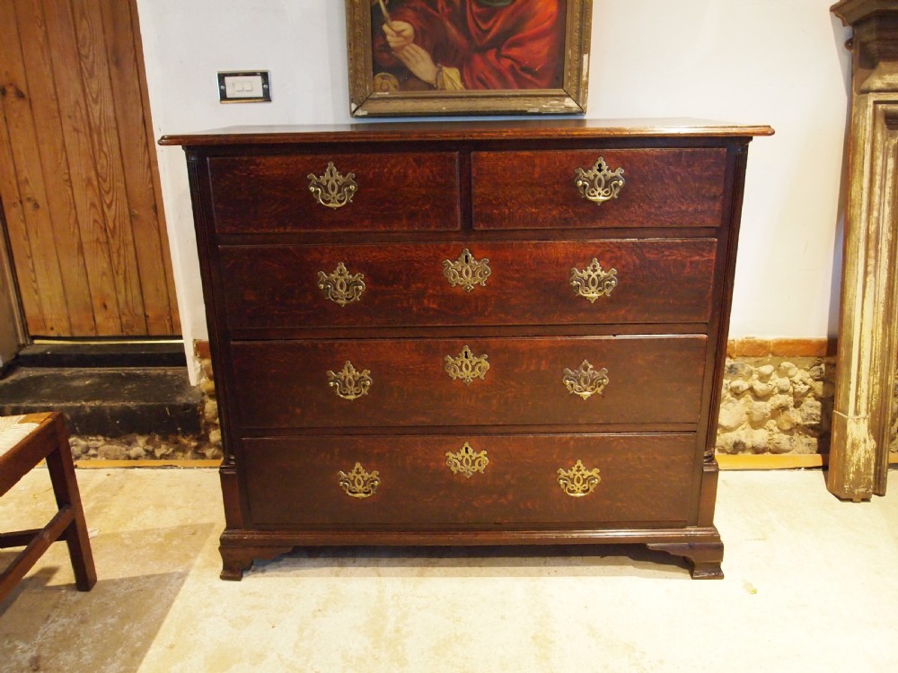 Chest of drawers stunning original brasses George III Oak c1770 View XIII
