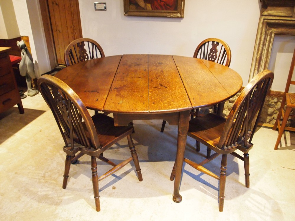 Table dining rare Oak drop leaf George III c1780 View II