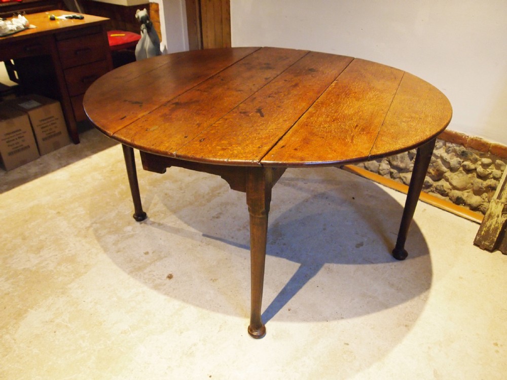 Table dining rare Oak drop leaf George III c1780 View VIII