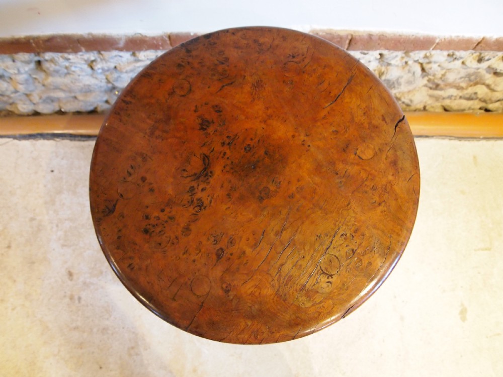 Table rare Burr Elm tilt top wine hall lamp c1850 View II