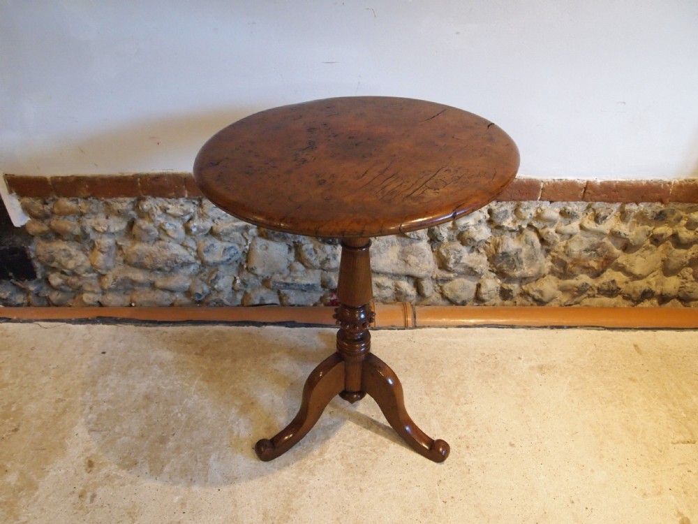 Table rare Burr Elm tilt top wine hall lamp c1850 View III