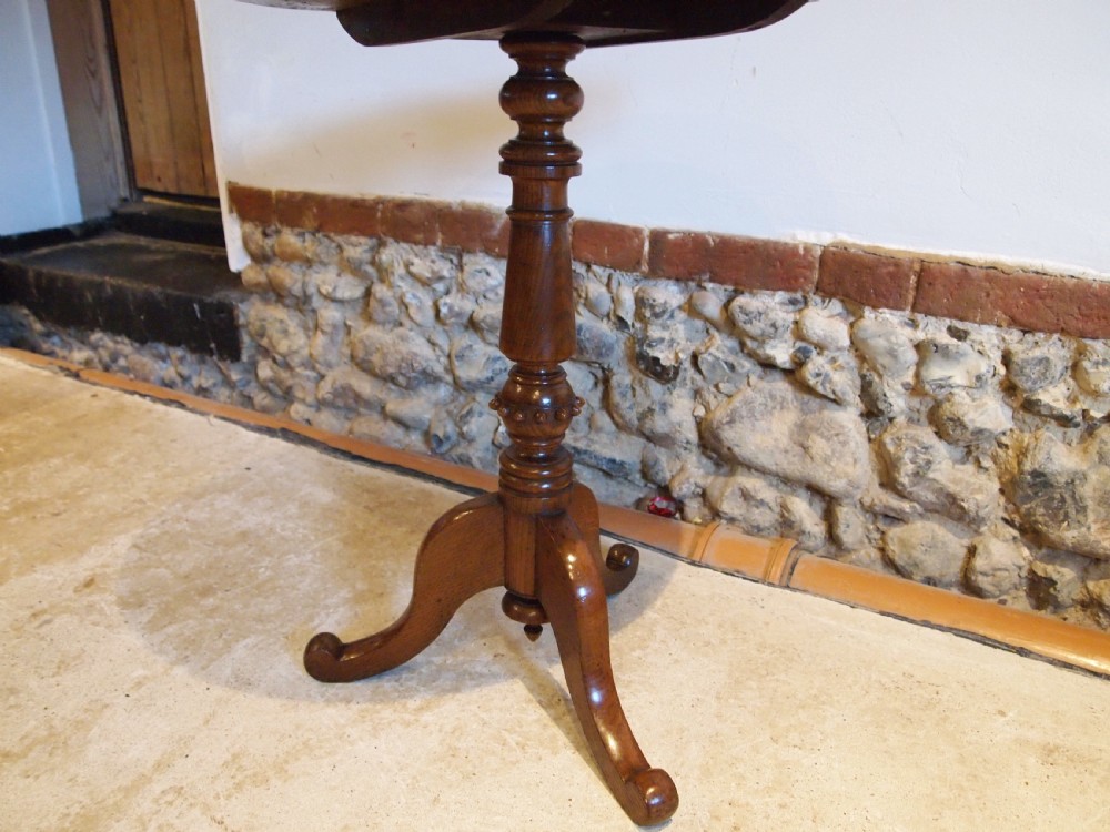 Table rare Burr Elm tilt top wine hall lamp c1850 View VIII
