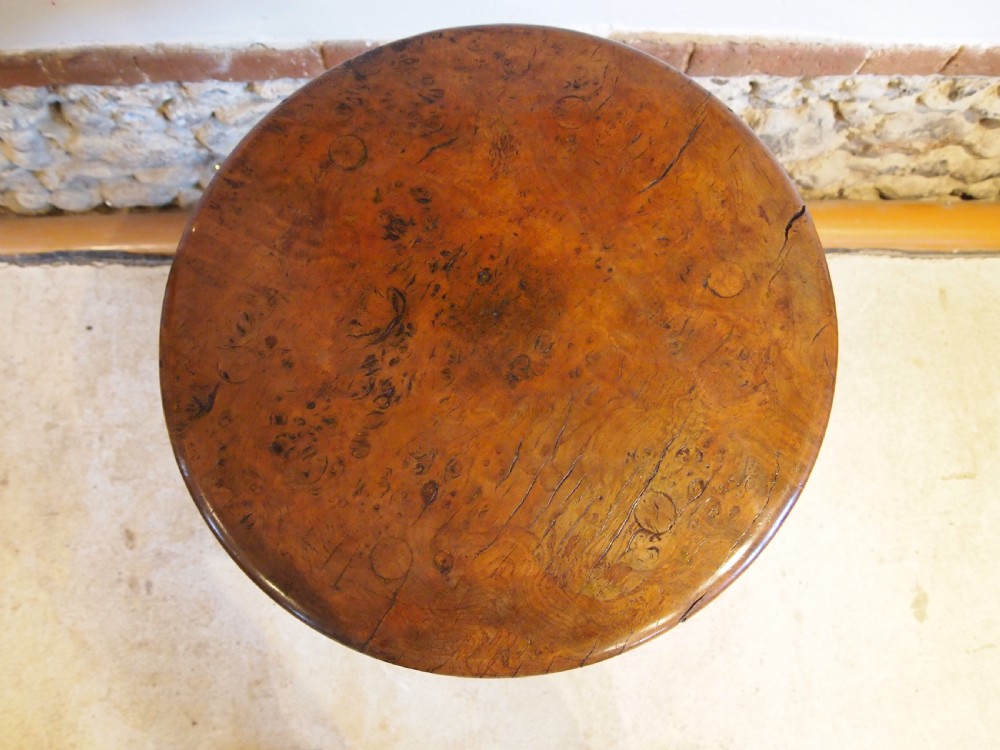 Table rare Burr Elm tilt top wine hall lamp c1850 View XII