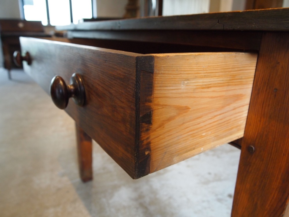 Table refectory farmhouse dining Edwardian Pine c1900 View II