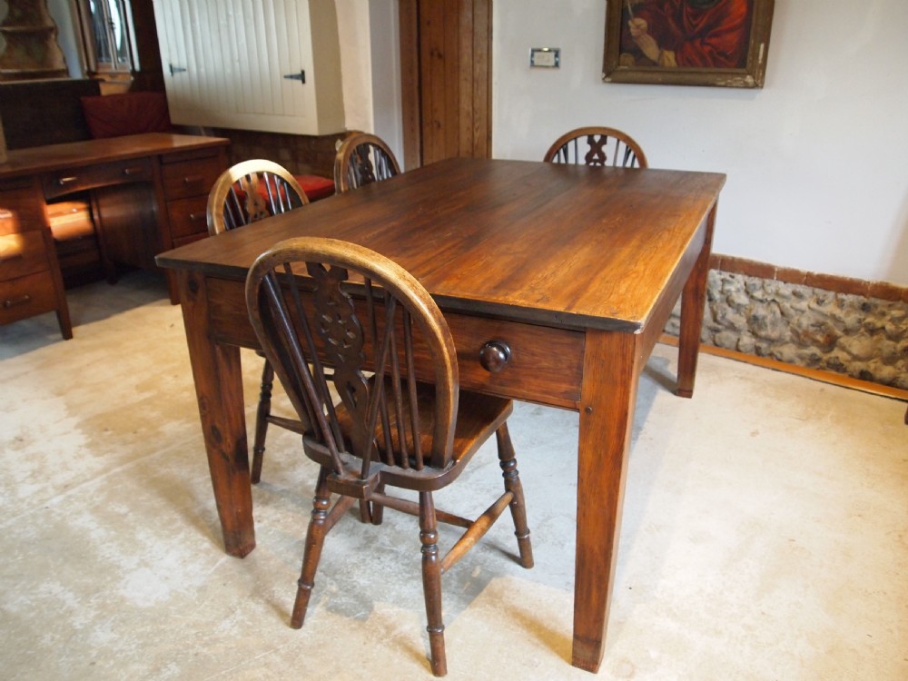 Table refectory farmhouse dining Edwardian Pine c1900 View IV