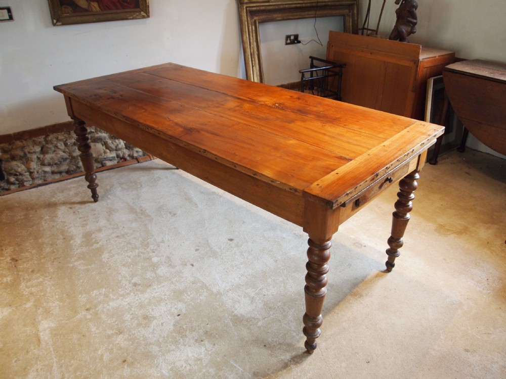 Table wonderful rare French Cherry extending refectory farmhouse dining c1840