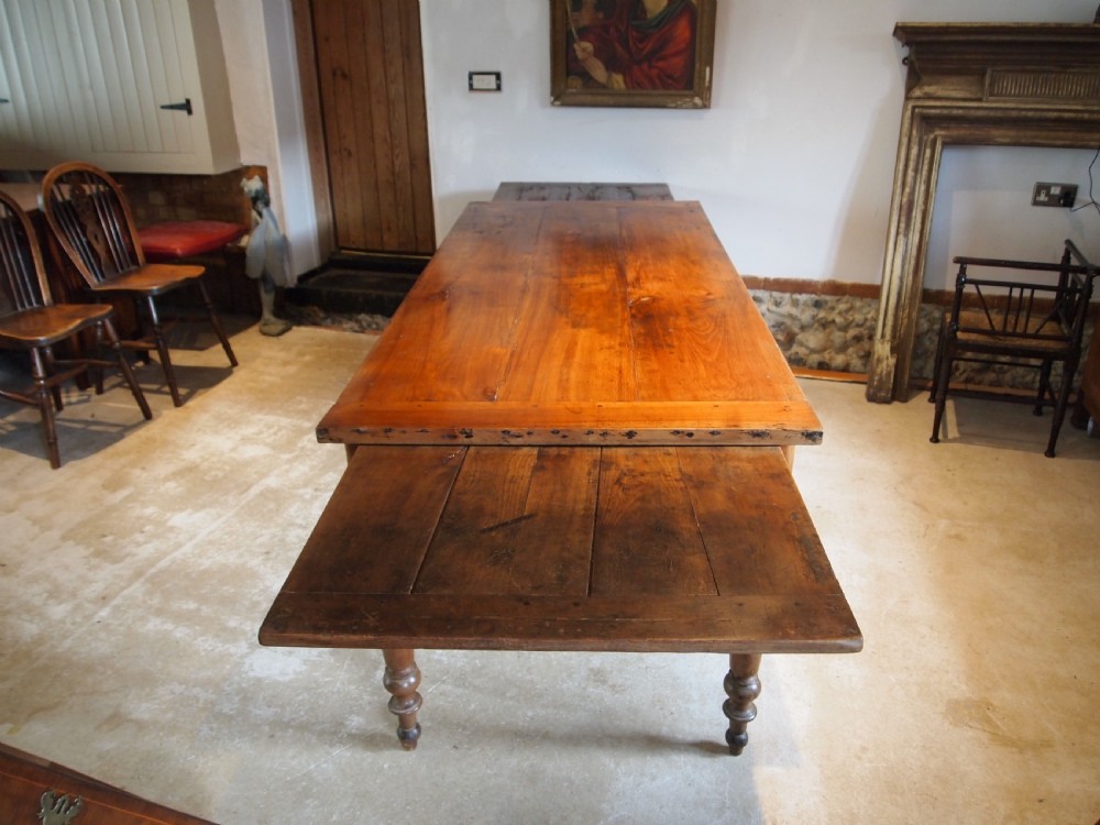 Table wonderful rare French Cherry extending refectory farmhouse dining c1840 View II