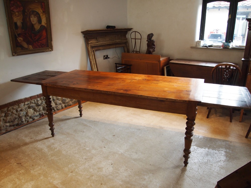 Table wonderful rare French Cherry extending refectory farmhouse dining c1840 View III
