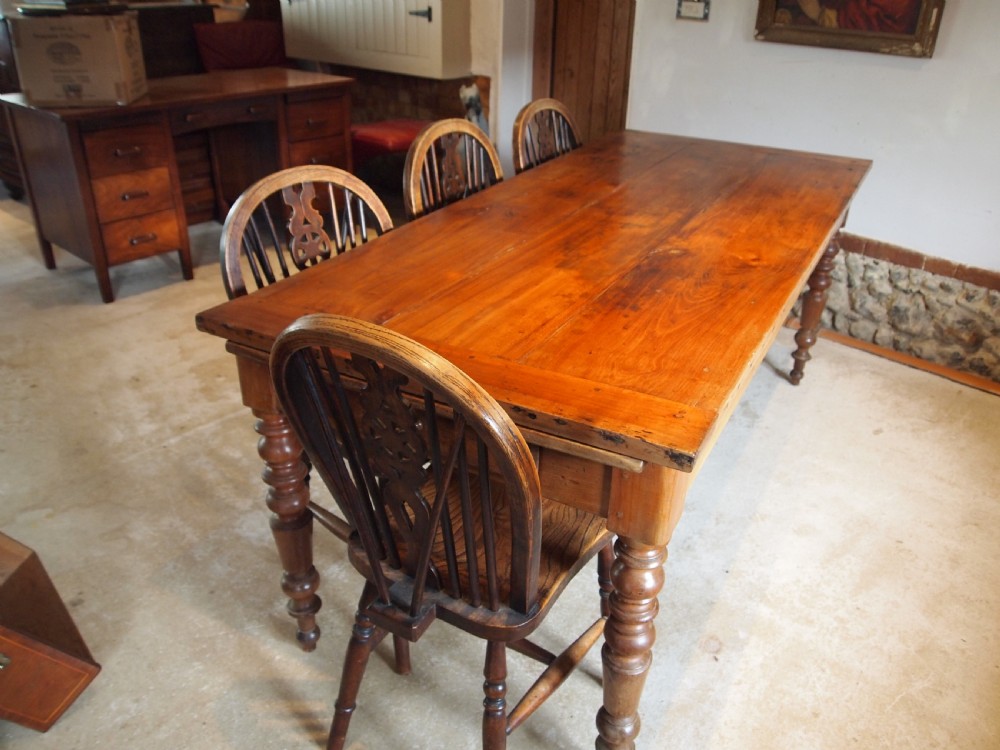 Table wonderful rare French Cherry extending refectory farmhouse dining c1840 View V
