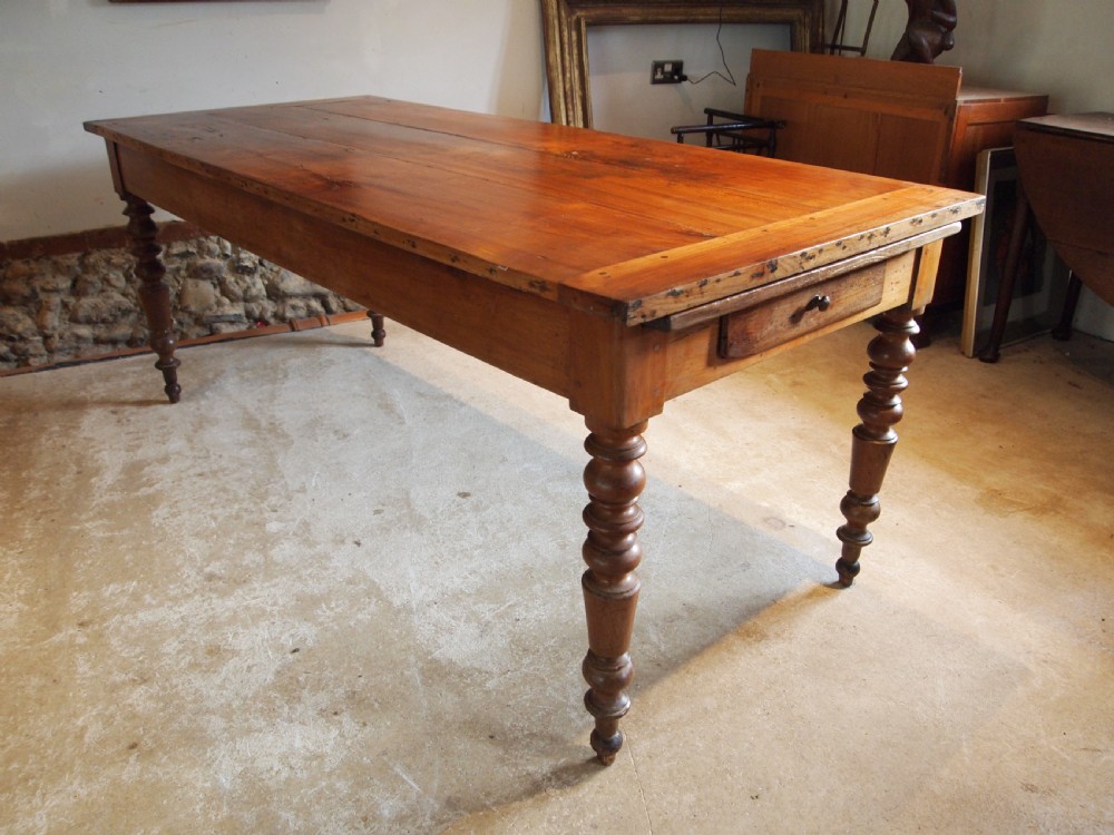 Table wonderful rare French Cherry extending refectory farmhouse dining c1840 View VIII