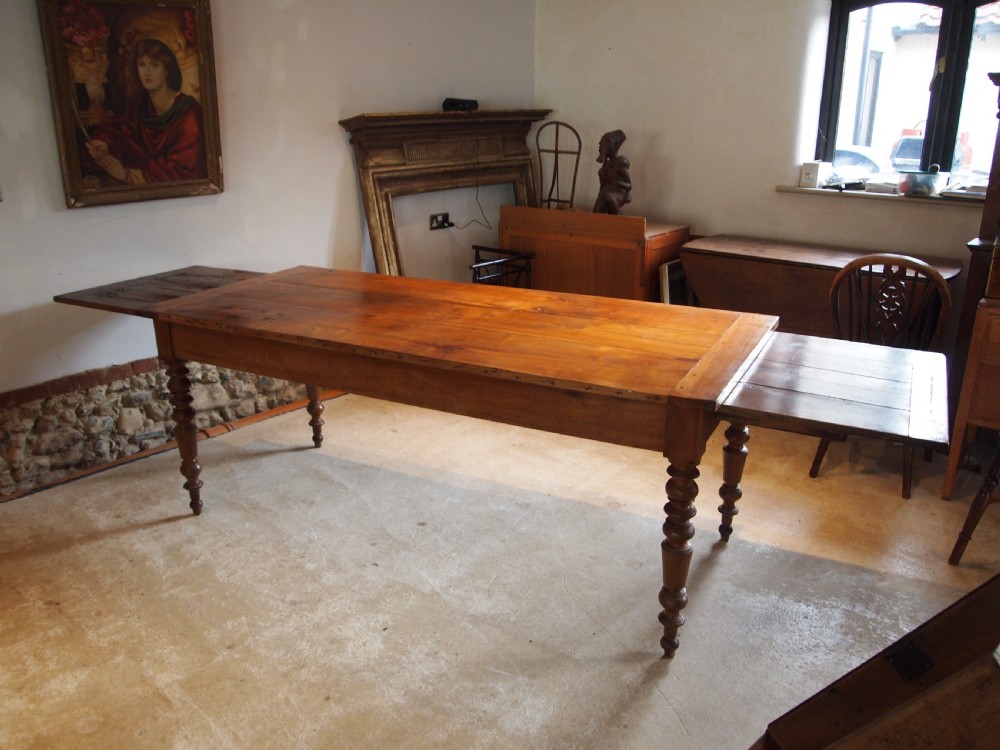 Table wonderful rare French Cherry extending refectory farmhouse dining c1840 View IX