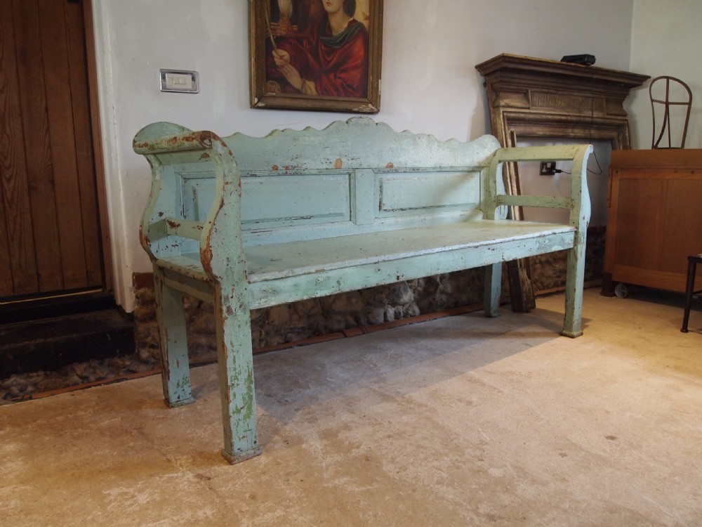 Bench settle wonderful Victorian period Pine c1850 View VII