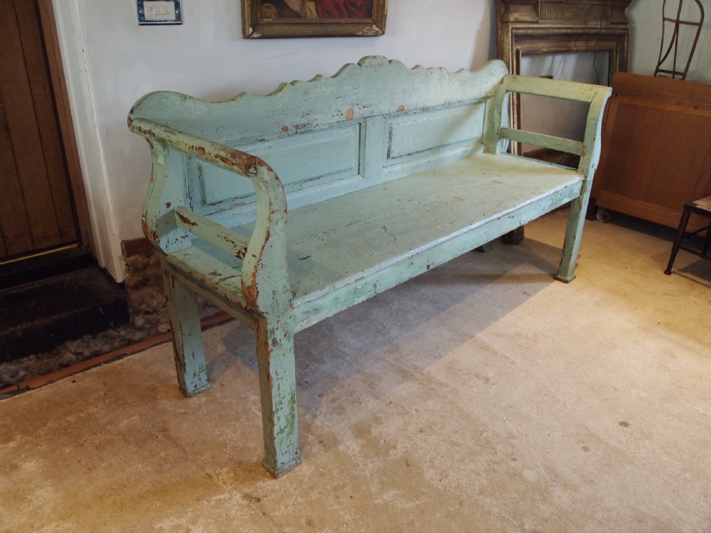 Bench settle wonderful Victorian period Pine c1850 View XII