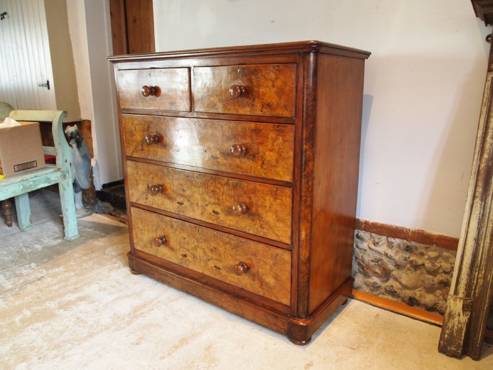 Chest of drawers fine Burr Walnut Victorian c1860 View XII