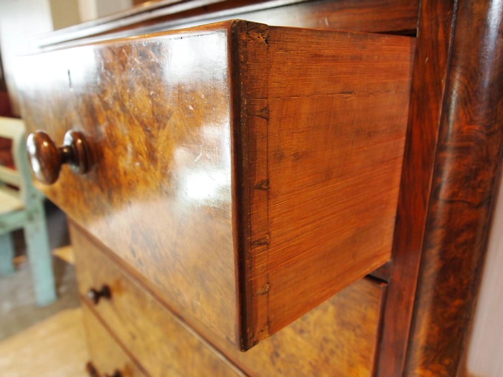 Chest of drawers fine Burr Walnut Victorian c1860 View XIV