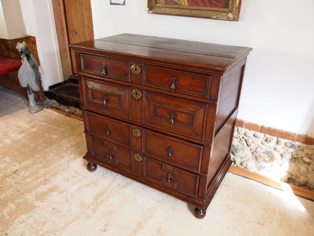 Chest of drawers rare small Charles II Oak provenance c1680 View II