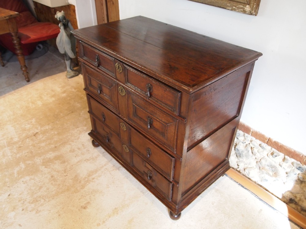 Chest of drawers rare small Charles II Oak provenance c1680 View III