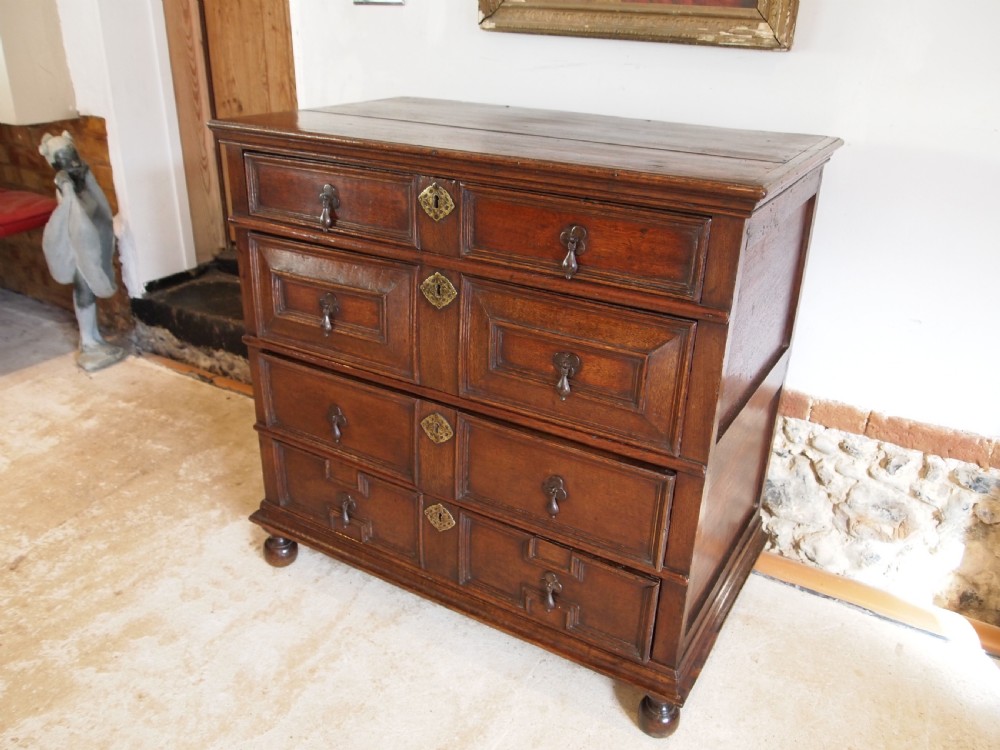 Chest of drawers rare small Charles II Oak provenance c1680 View VII