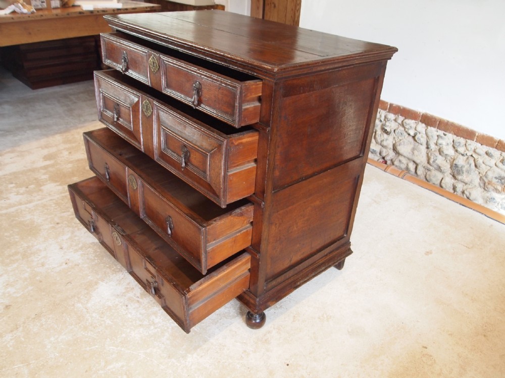 Chest of drawers rare small Charles II Oak provenance c1680 View IX