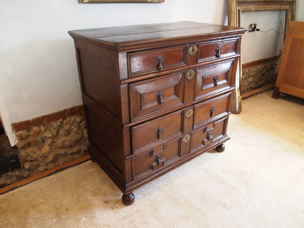 Chest of drawers rare small Charles II Oak provenance c1680 View XV