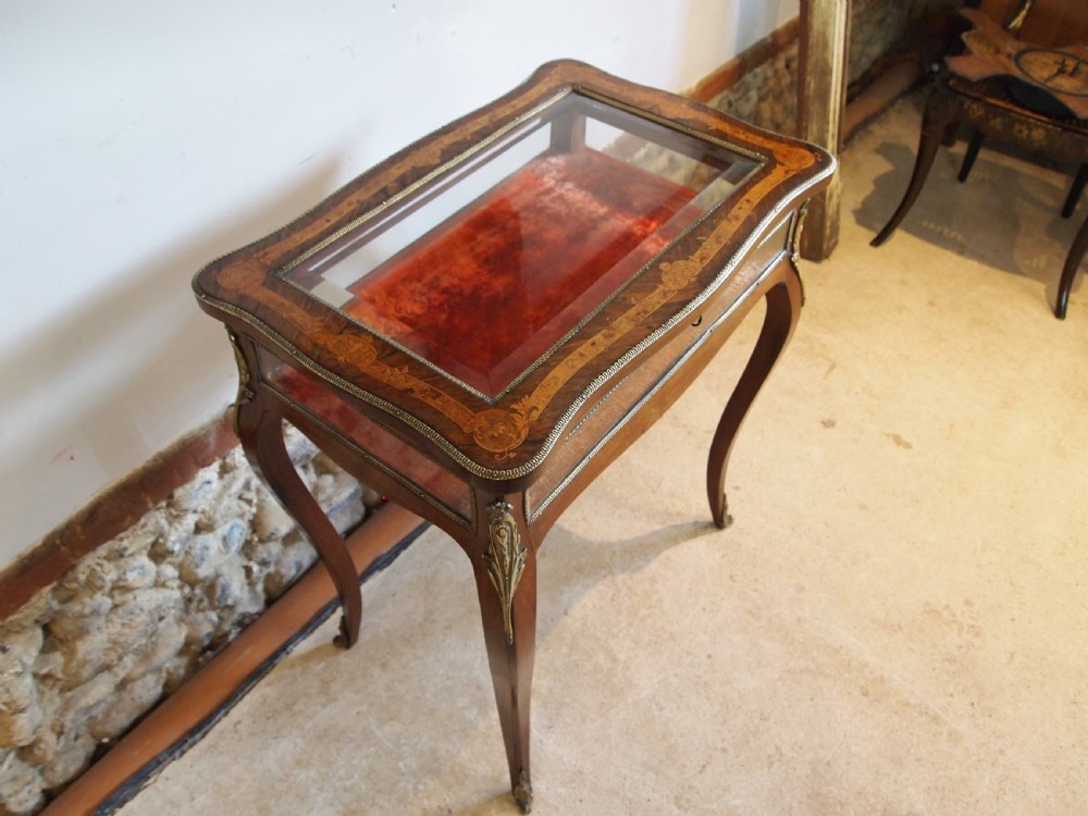 Table bijouterie display fine French Rosewood c1870 View V