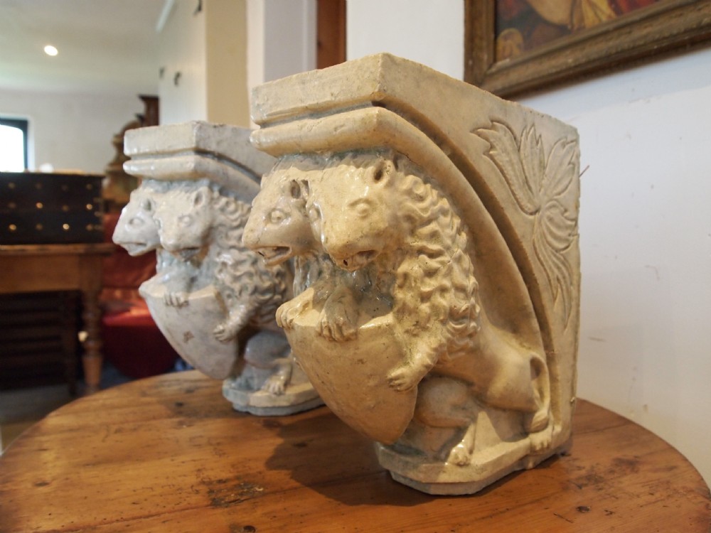 Rare pair of Victorian stoneware architectural corbels c1880