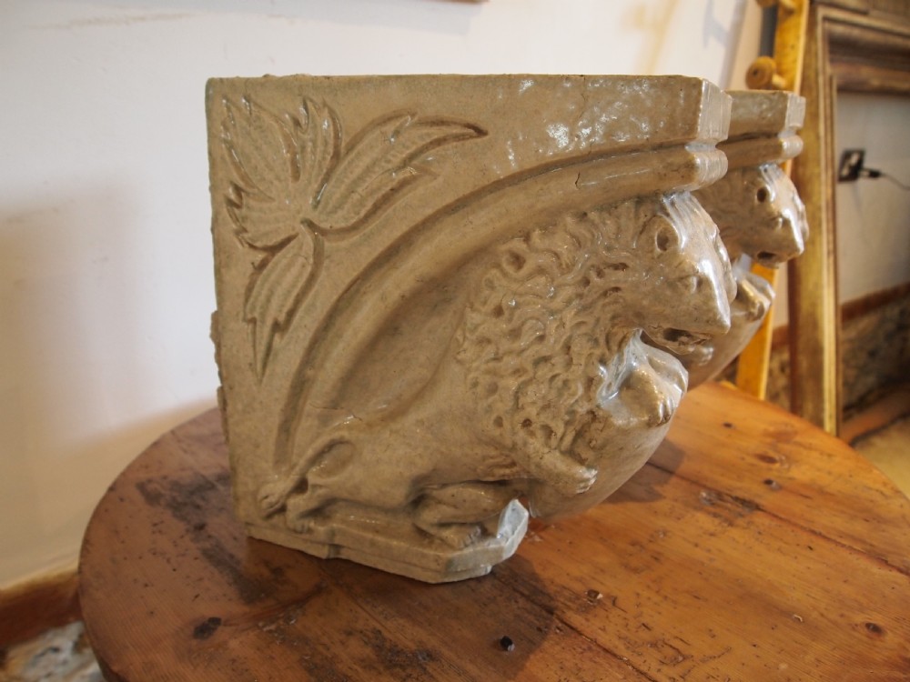 Rare pair of Victorian stoneware architectural corbels c1880 View II