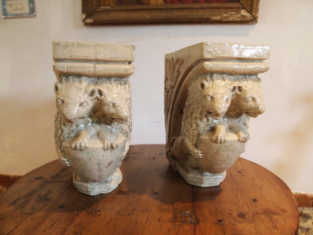 Rare pair of Victorian stoneware architectural corbels c1880 View III