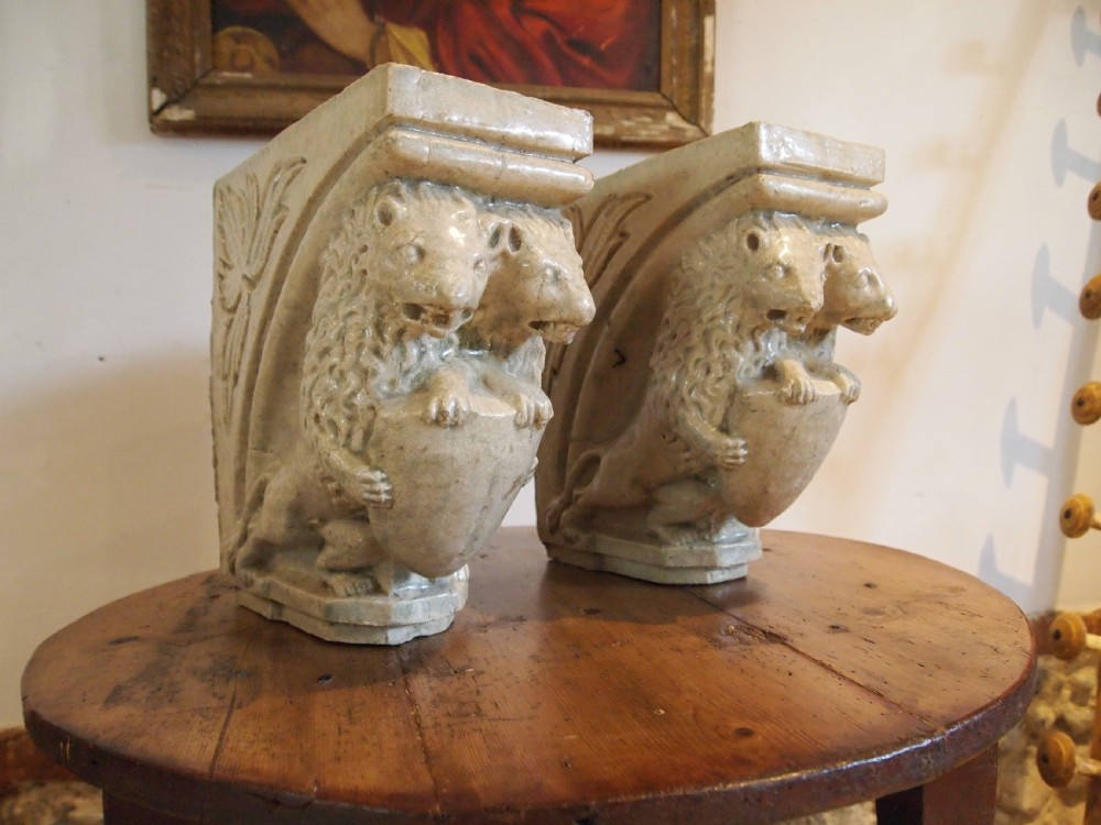 Rare pair of Victorian stoneware architectural corbels c1880 View VII