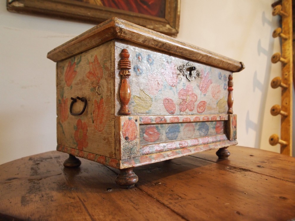 Chest very rare miniature Swedish Marriage chest c1850 View VII