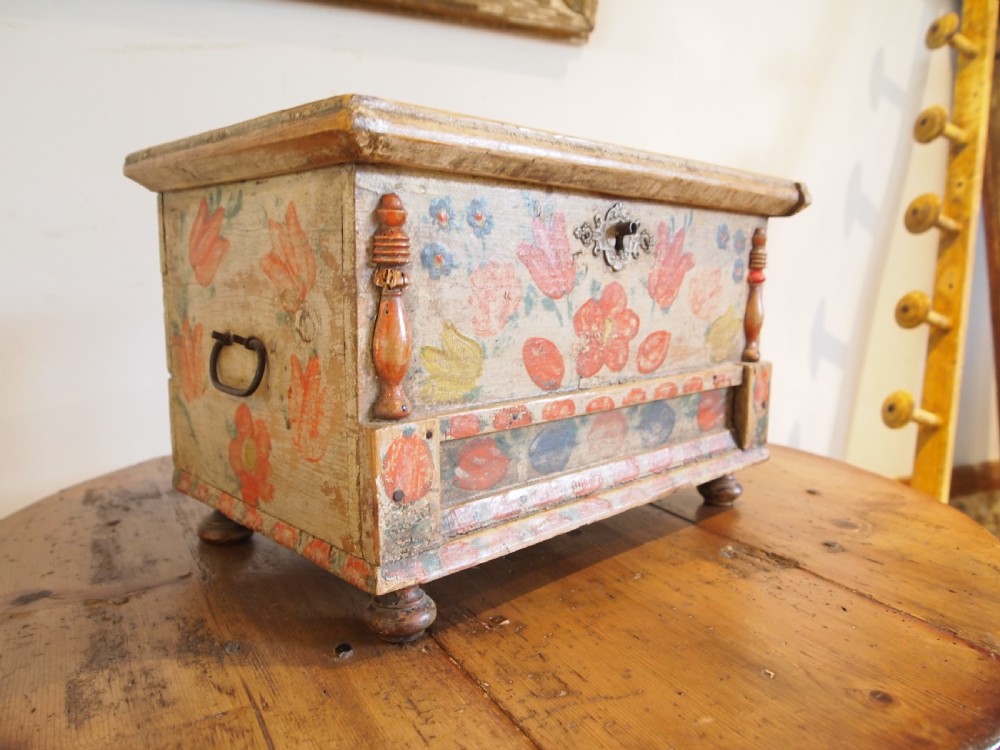 Chest very rare miniature Swedish Marriage chest c1850 View IX