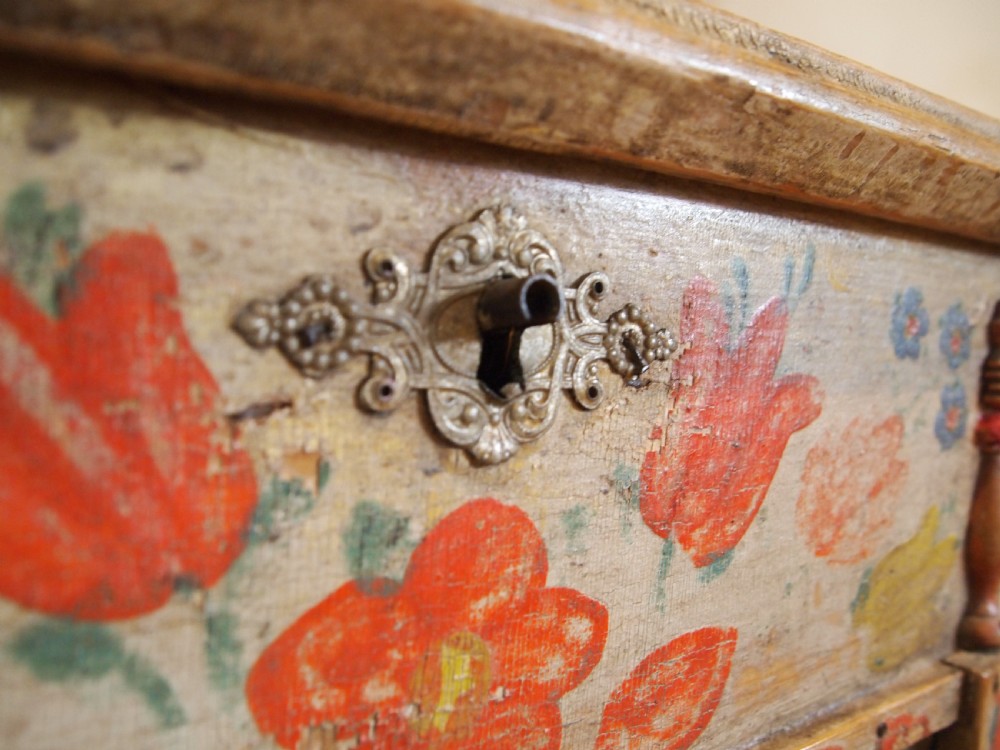 Chest very rare miniature Swedish Marriage chest c1850 View XI