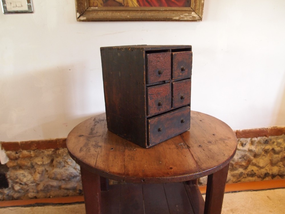 Chest of drawers good primitive folk art miniature chest c1800 View II