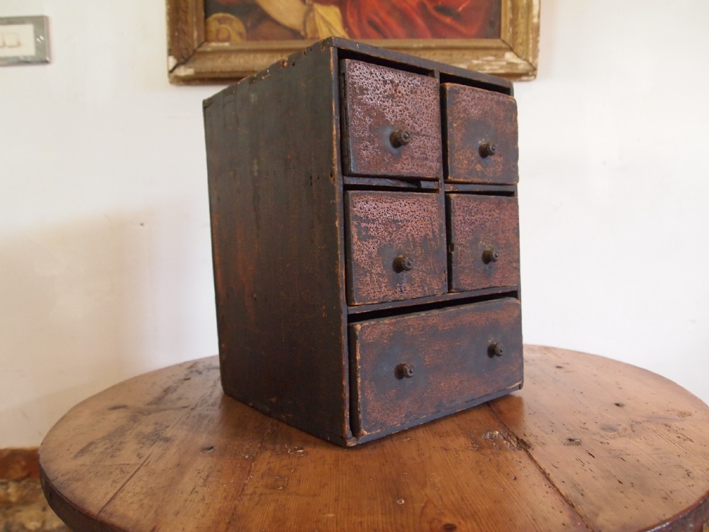 Chest of drawers good primitive folk art miniature chest c1800 View IX
