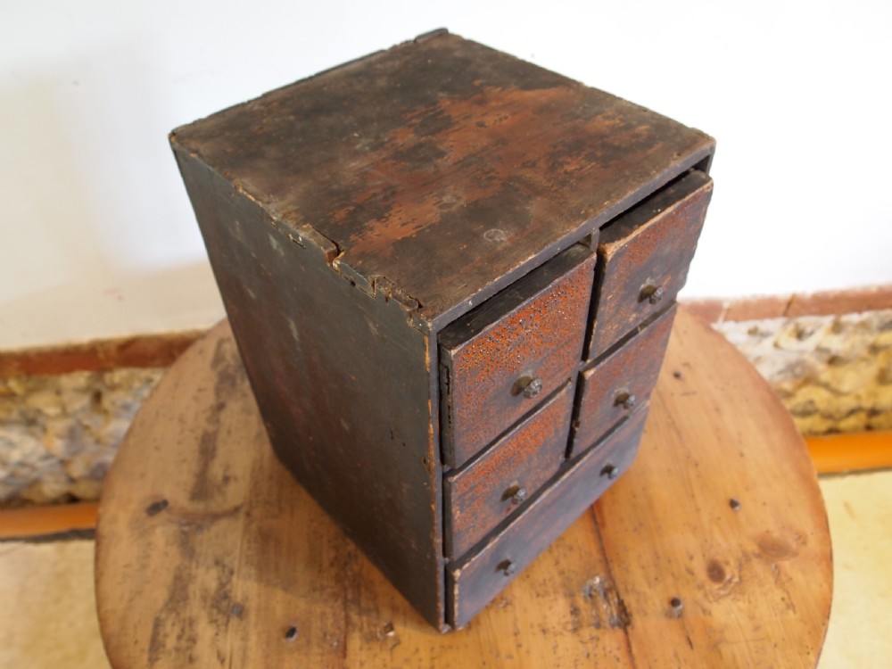 Chest of drawers good primitive folk art miniature chest c1800 View X