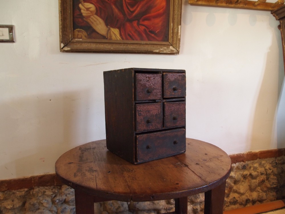 Chest of drawers good primitive folk art miniature chest c1800 View XII