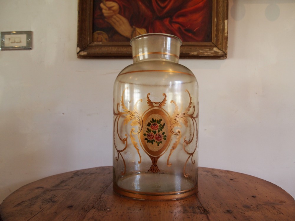 Antique French preserve jar large Rosewater c1900 View II
