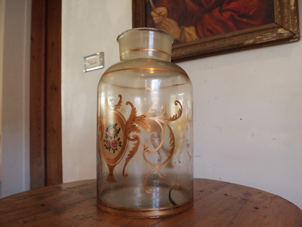 Antique French preserve jar large Rosewater c1900 View VI