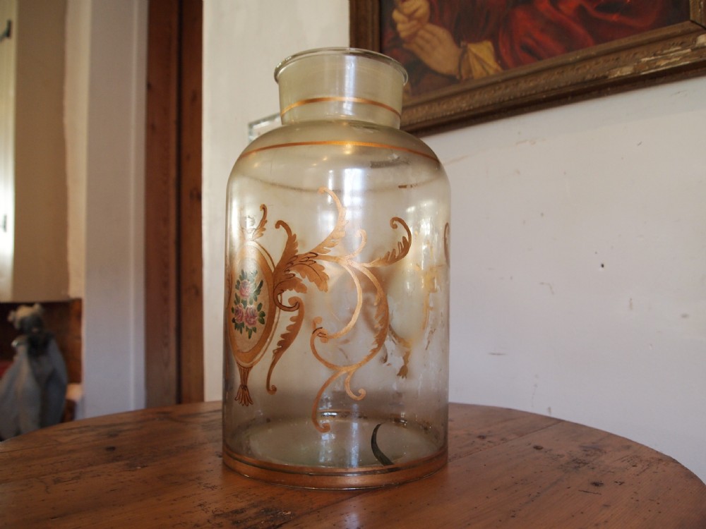 Antique French preserve jar large Rosewater c1900 View VII