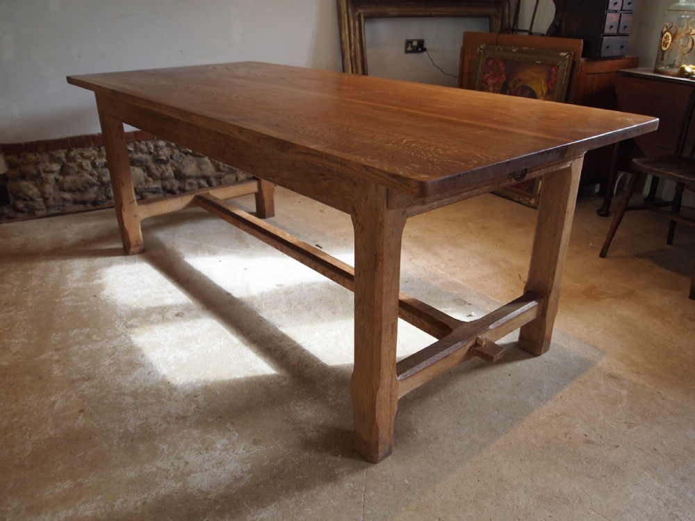 Table refectory farmhouse extending Oak Arts and Crafts c1920 View II