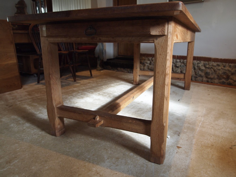 Table refectory farmhouse extending Oak Arts and Crafts c1920 View IV